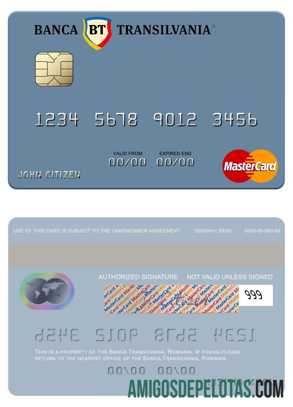 Romania Banca Transilvania Mastercard template